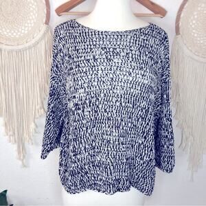 Eileen fisher open knit drop sleeve 3/4 sleeve pullover sweater medium